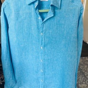 NeroSfumato Positano Italian linen Mens Dress Shirt XL